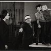 Fritzi Burr [left], Michael Gordon [second from left], Michael Kearney [right] and unidentified [second from right] in rehearsal for the stage production The Family Way