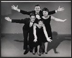 Carl Esser, Bob Shane [top], Phoebe Wray and Fiddle Viracola in the stage production Four Faces East