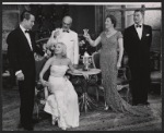 Peter Cookson [left], Ann Todd [second from left], Luella Gear [second from right], James Rennie [right] and unidentified other [center] in the stage production