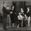 Elliott Reid [right], Hermione Gingold [center], Isabelle Farrell, Nora Kovach [right] and unidentified others in rehearsal for the stage