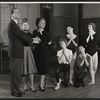 Elliott Reid [right], Hermione Gingold [center], Isabelle Farrell, Nora Kovach [right] and unidentified others in rehearsal for the stage production From A to Z