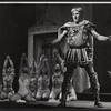 Myrna White, Ron Holgate, Jack Gilford [feet only] and unidentified others in the 1962 stage production A Funny Thing Happened on the Way to the Forum
