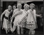 Edward Everett Horton, Erik Rhodes, Paul Hartman, Jerry Lester and Arnold Stang in the 1964 national tour of A Funny Thing Happened on the Way to the Forum