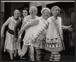 Edward Everett Horton, Erik Rhodes, Paul Hartman, Jerry Lester and Arnold Stang in the 1964 national touring stage production A Funny Thing Happened on the Way to the Forum