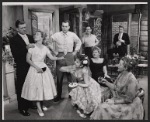 (Clockwise from left): Pat Hingle, Lenka Peterson, John Harkins, Larry Storch, George Peppard, Sandra Stevens, Shelley Winters, and Nellie Burt in the stage production Girls of Summer