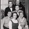 Clockwise from top left, producers Claude Giroux and Orrin Christy Jr. with performers Pat Hingle, Maureen Stapleton, Piper Laurie, and George Grizzard from the stage production The Glass Menagerie