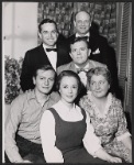 Clockwise from top left, producers Claude Giroux and Orrin Christy Jr. with performers Pat Hingle, Maureen Stapleton, Piper Laurie, and George Grizzard from the stage production The Glass Menagerie