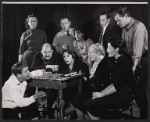 Clockwise from lower left corner: director Burgess Meredith, unidentified woman, unidentified man, Lois Nettleton, Mike Kellin, Larry Hagman, Pauline Flanagan, Maureen Delany, Fay Compton, and John McGiver in rehearsal for the stage production God and Kate Murphy