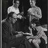 Clockwise from lower left: playwright Maxwell Anderson, director Warner LeRoy, Alvin Epstein and Viveca Lindfors in rehearsal for the stage production The Golden Six