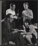 Clockwise from lower left: playwright Maxwell Anderson, director Warner LeRoy, Alvin Epstein and Viveca Lindfors in rehearsal for the stage production The Golden Six