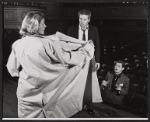 Lauren Bacall, Sydney Chaplin and playwright George Axelrod in rehearsal for the stage production Goodbye, Charlie