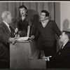 Cecil Kellaway, Ellen McCown, Anthony Perkins and music director Abba Bogin in rehearsal for the stage production Greenwillow
