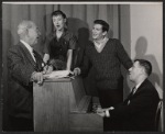 Cecil Kellaway, Ellen McCown, Anthony Perkins and music director Abba Bogin in rehearsal for the stage production Greenwillow