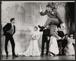 Grover Dale (far left), Tommy Steele (leaping), and company in the stage production Half a Sixpence