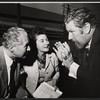 Anthony Quayle, Eileen Herlie, and Peter Ustinov in rehearsal for the stage production Halfway Up the Tree