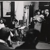 Leslie Uggams, Robert Hooks, Betty Comden, and Adolph Green in rehearsal for the stage production Hallelujah, Baby!