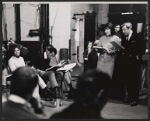 Leslie Uggams, Robert Hooks, Betty Comden, and Adolph Green in rehearsal for the stage production Hallelujah, Baby!