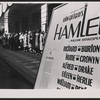 Theatregoers on line to see the stage production Hamlet at the Lunt-Fontanne Theatre