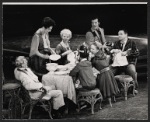 Clockwise from left: David Wayne, Jeanne Arnold, June Squibb, Robert Goulet, Charles Durning, and unidentified actresses in the stage production The Happy Time