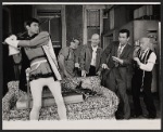 Anthony Perkins, Nathaniel Frey, John Fiedler, Don Adams and Joe E. Marks in the stage production Harold