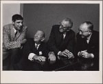 Joe Layton, Noël Coward, book writer Harry Kurnitz, and producer Herman Levin in rehearsal for the stage production The Girl Who Came to Supper