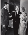 Director Joe Layton, José Ferrer and Florence Henderson in rehearsal for the stage production The Girl Who Came to Supper