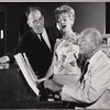 José Ferrer, Florence Henderson, and Noël Coward in rehearsal for the stage production The Girl Who Came to Supper