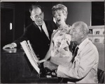 José Ferrer, Florence Henderson, and Noël Coward in rehearsal for the stage production The Girl Who Came to Supper