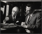 Richard Rodgers and Stephen Sondheim in rehearsal for the stage production Do I Hear a Waltz?