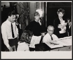 Stephen Sondheim, Carol Bruce, Richard Rodgers and Elizabeth Allen in rehearsal for the stage production Do I Hear a Waltz?