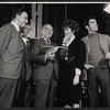 Stephen Sondheim, Arthur Laurents, Richard Rodgers, Elizabeth Allen and Sergio Franchi in rehearsal for the stage production Do I Hear a Waltz?