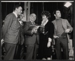 Stephen Sondheim, Arthur Laurents, Richard Rodgers, Elizabeth Allen and Sergio Franchi in rehearsal for the stage production Do I Hear a Waltz?