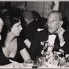 Moss Hart in a candid photograph on opening night of the original Broadway production of Noël Coward's "Sail Away"