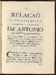 Relaçaõ da entrada que fez o excellentissimo : e reverendissimo senhor D. Fr. Antonio do Desterro Malheyro bispo do Rio de Janeiro, em o primeiro dia deste prezente anno de 1747 ...