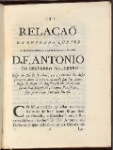 Relaçaõ da entrada que fez o excellentissimo, e reverendissimo senhor D. Fr. Antonio do Desterro Malheyro bispo do Rio de Janeiro