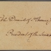 Letter to Daniel of St. Thomas Jenifer, President of the Senate