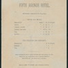 DINNER [held by] FIFTH AVENUE HOTEL [at] "MADISON SQUARE NEW YORK, NY NY" (HOTEL)