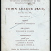TWENTIETH ANNIVERSARY [held by] UNION LEAGUE CLUB [at] "NEW YORK, NY" (REST;)