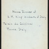 DINNER [held by] [S.M.KING UMBERTO] [at] "[PALAIS DU QUIRINAL,ROME,ITALY]" (OTHER [HOME])