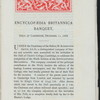 CELEBRATION BANQUET [held by] ENCYCLOPEDIA BRITANNICA NINTH EDITION [at] CHRIST'S COLLEGE; CAMBRIDGE; ENGLAND; (FOR;)