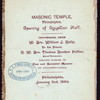 OPENING OF EGYPTIAN HALL [held by] MASONIC TEMPLE [at] "PHILADELPHIA, PA" (REST.)