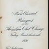 FIRST ANNUAL BANQUET [held by] HAMILTON CLUB [at] THE AUDITORIUM CHICAGO IL (CLUBHOUSE)