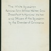 BREAKFAST(?) ADMIRAL JOHN GRIMES WALKER AND THE WHITE SQUADRON [held by] CHAMBER OF COMMERCE [NEW YORK CITY?] [at] "LAWYER'S CLUB, NEW YORK, NY" ((CLUB))