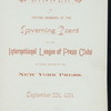 DINNER FOR VISITING MEMBERS OF THE GOVERNING BOARD OF THE INTERNATIONAL LEAGUE OF PRESS CLUBS [held by] NEW YORK PRESS [at] "HOTEL MARLBOROUGH, NEW YORK" (HOTEL)