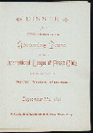 DINNER FOR VISITING MEMBERS OF THE GOVERNING BOARD OF THE INTERNATIONAL LEAGUE OF PRESS CLUBS [held by] NEW YORK PRESS [at] "HOTEL MARLBOROUGH, NEW YORK" (HOTEL)