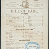 BILL OF FARE [held by] A.W. DENNETT [at] "NEW YORK, NY" (REST;)