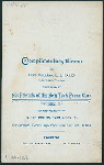 COMPLIMENTARY DINNER TO HON. WILLIAM E.S. FALES, VICE CONSUL TO AMOY ON THE OCCASION OF HIS RETURN FROM CHINA [held by] NEW YORK PRESS CLUB [at] "NEW YORK, NY" (OTHER (CLUB);)