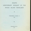 EIGHTH ANNIVERSARY BANQUET [held by] RHODE ISLAND WHEELMEN [at]