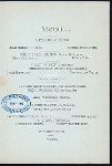 BANQUET TENDERED TO THE NATIONAL OFFICERS AND DELEGATES ATTENDING THE ANNUAL CONGESS SONS OF THE AMERICAN REVOLUTION [held by] THE MASSACHUSETTS SOCIETY [at] "HOTEL VENDOME, BOSTON, MA" (HOT;)