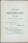 BANQUET TENDERED TO THE NATIONAL OFFICERS AND DELEGATES ATTENDING THE ANNUAL CONGESS SONS OF THE AMERICAN REVOLUTION [held by] THE MASSACHUSETTS SOCIETY [at] "HOTEL VENDOME, BOSTON, MA" (HOT;)